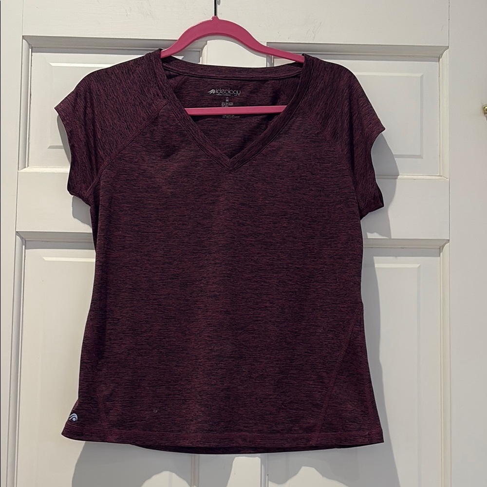 Ideology Women's Workout V-Neck Active Top - Burgundy/Purple space-dye